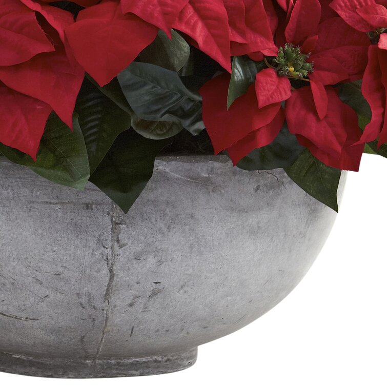 Nearly Natural Poinsettia Arrangement in Planter & Reviews | Wayfair